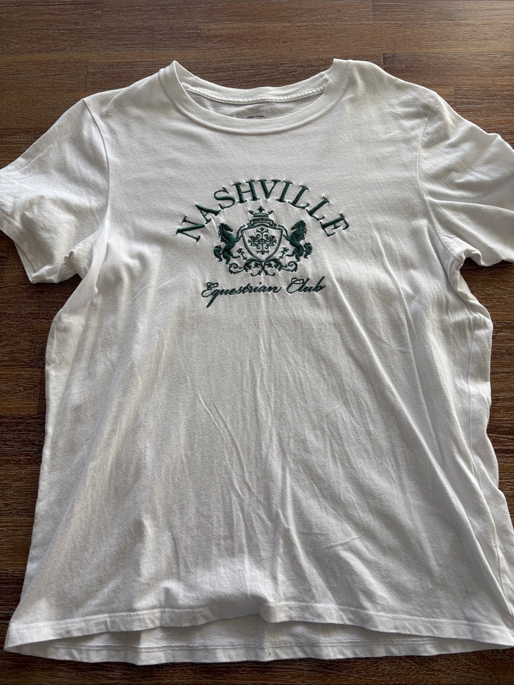 Abercrombie & Fitch White Tee with Green Equestrian Crest